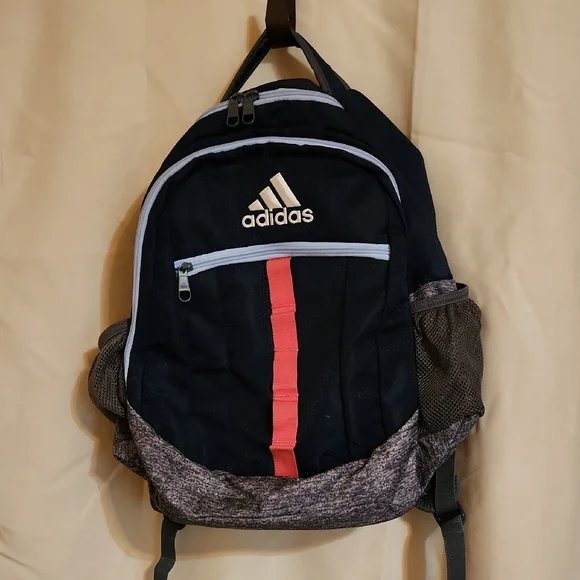 adidas | Accessories | Adidas Kids Backpack Blue W Coral Stripe Great  Condition | Poshmark